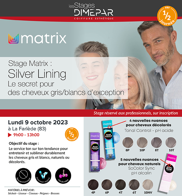 Stage Matrix : Silver Lining Le secret pour des cheveux gris/blancs d’exception.